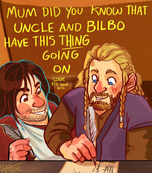 hattedhedgehog:  Durin family Erebor correspondence from Bgtea’s “The Inevitable Love Story Between Two Oblivious Idiots”, which is a wonderful, wonderful fic that everyone should read. Dís is the best.     