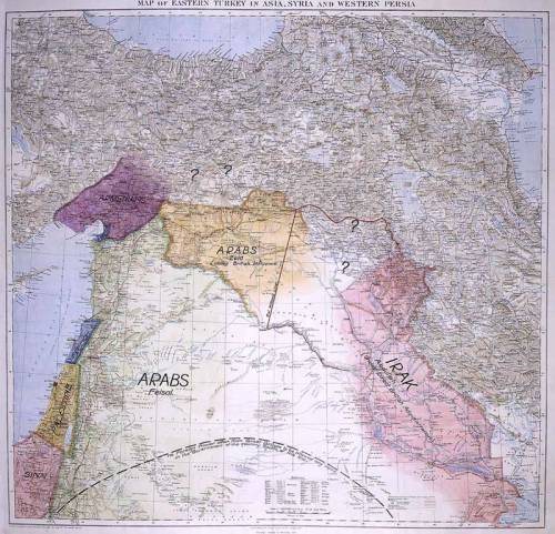 T.E. Lawrence’s (”Lawrence of Arabia”) map of a proposed new map of the Arab Middle East, November 1