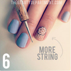 lipgloss-is-poppin:  The Dreamcatcher Mani Paint all but one nail the same color,