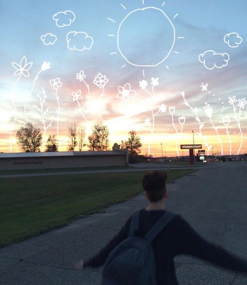 ponyokid:  In this world there’s an invisible magic circle.  There’s an inside and an outside,  and I am outside.  Photo creds: { vincent-vanghost } Doodle creds: { sunflowrrbabe } 