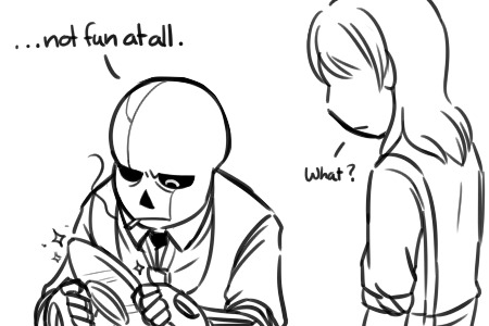 nyublackneko:  I was inspired by another Korean artist in this WHAT IF scenario where Crowbar G!Sans and Kitten are forced to become roommates (since it’s a crossover and they’re waiting for their respective Frisk/Gs to switch back).I imagine the