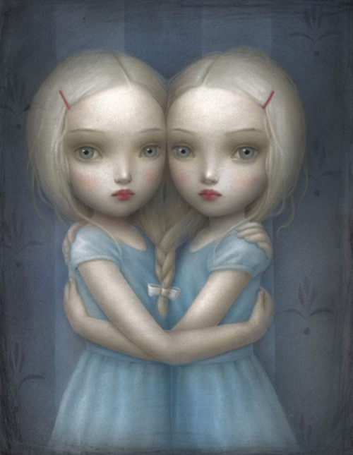 victoriousvocabulary: DOPPELGÄNGER [noun] a ghostly double of a living person, especially one that haunts its fleshly counterpart; a paranormal double of a living person. Etymology: German for look-alike, literally a “double goer”. [Nicoletta Ceccoli]