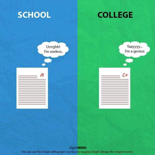 mymagicalspace:  shaheenov7:  School vs. College   :’(