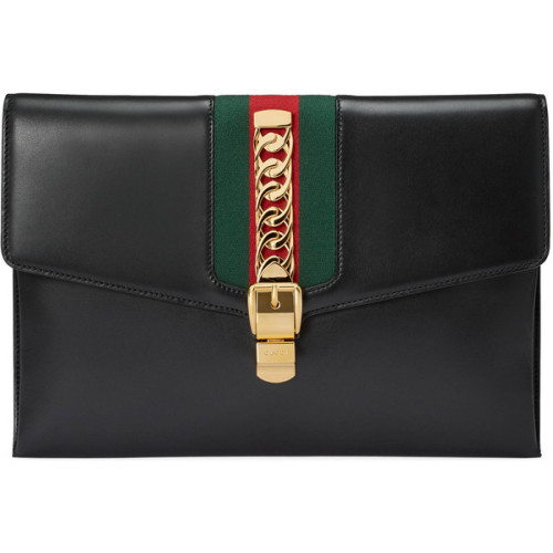 Gucci Sylvie Leather Maxi Clutch ❤ liked on Polyvore (see more leather clutches)