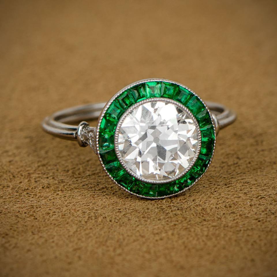 The Gryphon's Nest — Art Deco Diamond & Emerald Ring