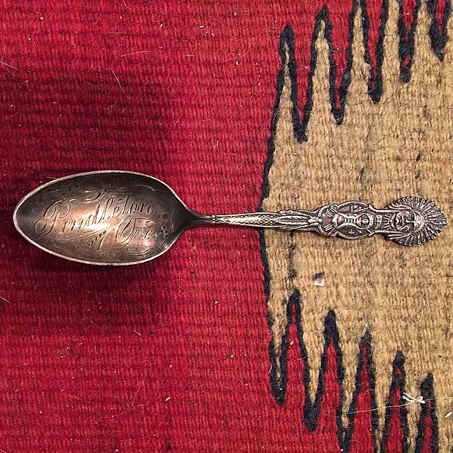 this-old-stomping-ground:  Early Silver Pendleton Oregon spoon, lots of detail on