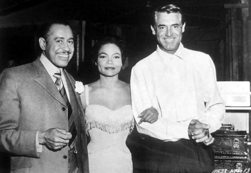twixnmix:      Eartha Kitt, Nat King Cole, Cab Calloway,   and   Cary Grant   on set of   “St. Louis Blues” (1958)
