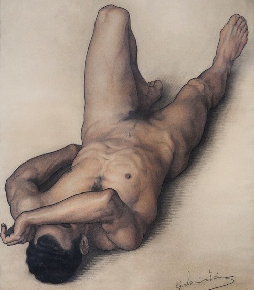 antonio-m:‘Male Nude’, by Gerardo Sacristán Torralba (1907-1964). Spanish painter.