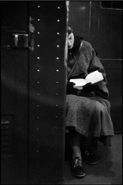 thesebooksareolderthanyou: A woman reading on the subway (New York) by Inge Morath 1957