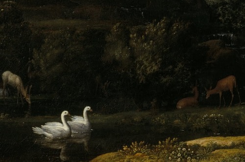 daughterofchaos: Claude Lorrain, Landscape with Apollo and the Muses, detail, 1652