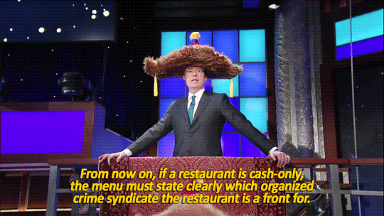 illirya-ooc:  sandandglass:  Stephen Colbert issues proclamations wearing his big,