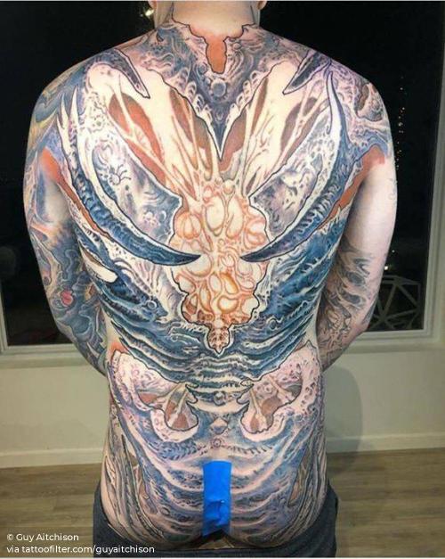 By Guy Aitchison, done in Creal Springs. http://ttoo.co/p/36123 backpiece;big;biomechanical;facebook;guyaitchison;twitter