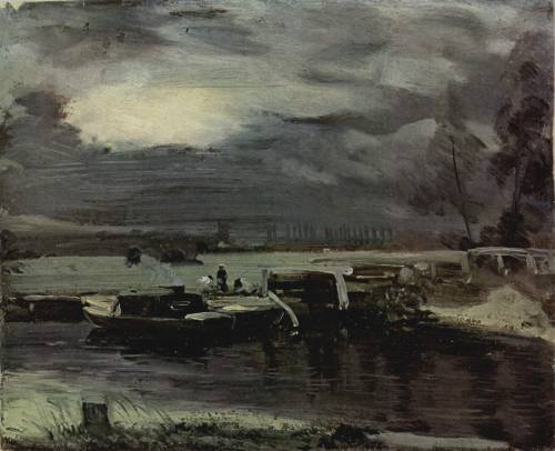 herzogtum-sachsen-weissenfels:John Constable (English, 1776-1837), Boats on the Stour, 1811. Oil on canvas, 26 x 31.1 cm.