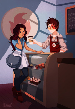 raynning:Okay, so… I’m really excited to be posting this!!! This is my Avatar Secret Santa gift for zukes-babe (aka: harky2192). She said she liked Zutara and Coffee Shop AUs, so this is what I came up with! Anyway, I wish you and your loved ones