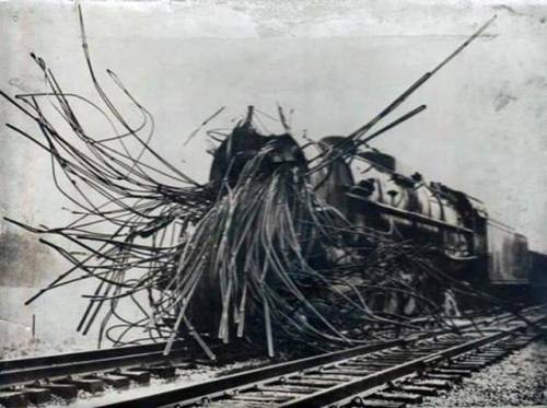 scifiseries:  A steam train after a boiler explosion.