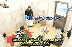 Shy Sunggyu had to hide from the camera in order to change. Meanwhile, Shindong…