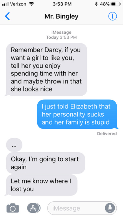 sparkitors:  If Pride and Prejudice took place in 2018, there would be markedly less garden-walking, an equal amount of upper-class snobbery, and 100% more texting. Seguir leyendo 