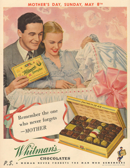 1949 Whitman’s Chocolates Mother’s Day ad