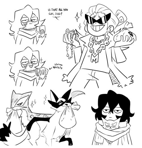 ask-hizashi-and-shouta:Pokemon AU of a villain duo that steals money to have nice things but end up 