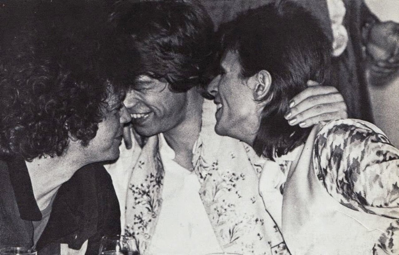 Lou Reed, Mick Jagger &amp; David Bowie at Cafe Royale, 1973.