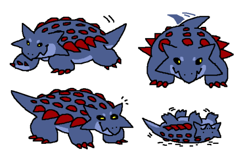 mossworm:I wasn’t the biggest fan of the Fossil Fighters starter creature so my honorary starter is now this edgelord turtle cow. I call him Peanut.