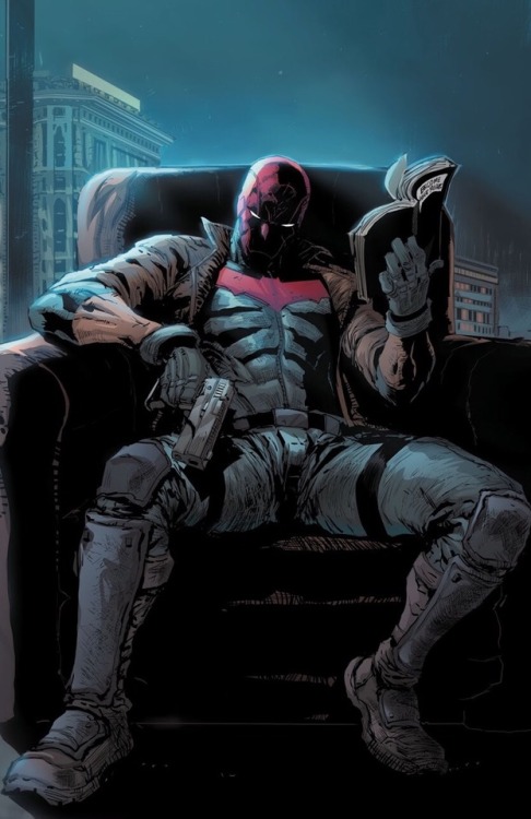 batfm: jason reading a self-help book in red hood and the outlaws: rebirth #20