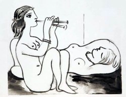 art-et-musique:  Pablo Picasso - Flûtiste et dormeuse, 1933. 