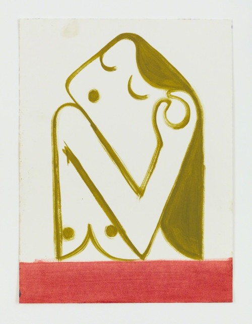 topcat77:Leonhard HurzlmeierUntitled (Frau befühlt Ohr), 2014Oil on paper, maple frame