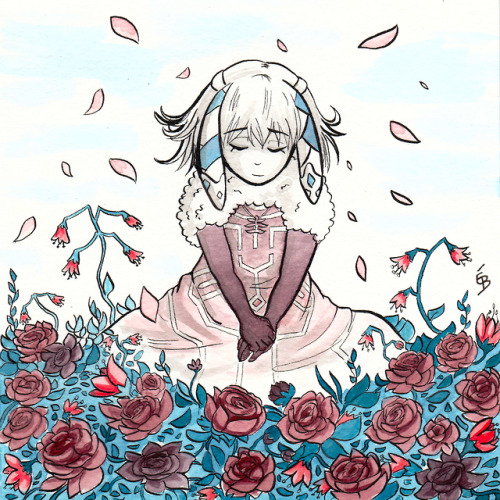  Inktober Day 8: FrailLinne in a flower field 