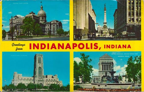 Postcard: Greetings From Indianapolis, Indiana, 1960s.Mailed this card to my parents on 15 June 1969