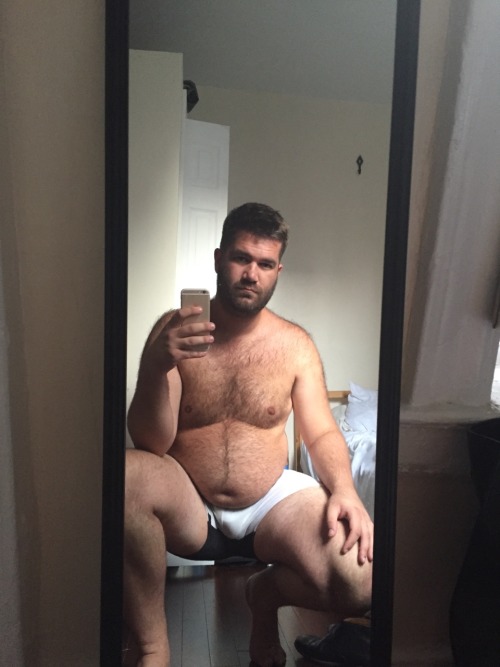 fatguyworld: inkedbearfeeder: fatboybey: Mirror is too short to fit all me in. Nice round belly to s