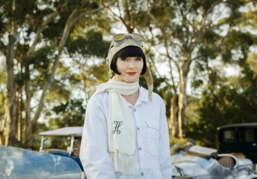 The eighth and penultimate ensemble of “Blood at the Wheel” (Season 2, Episode 7) is Phryne’s white 