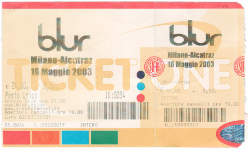 damonalbarn:Various Blur tickets through the years [x]