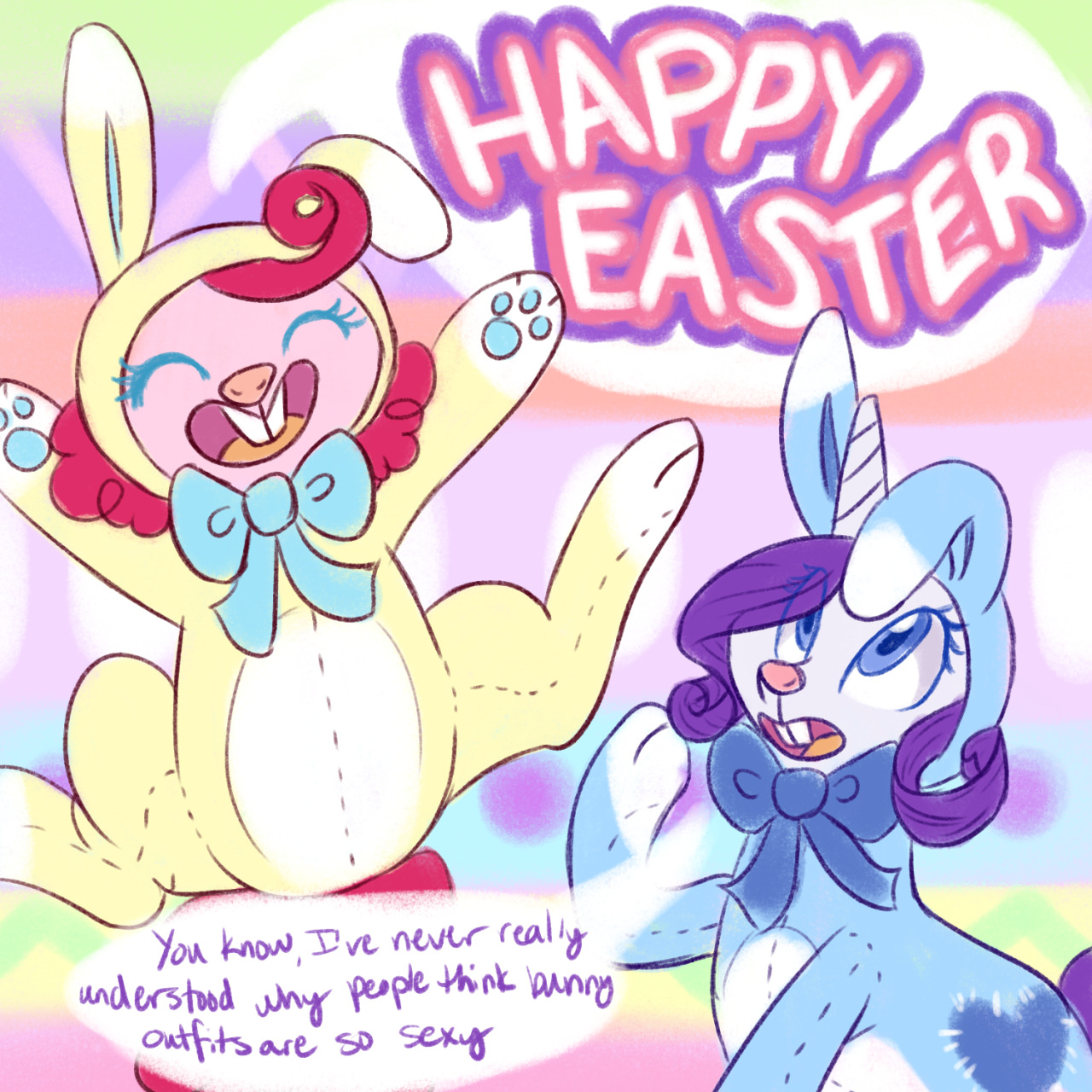 ask-rarity-and-pinkie:  Happy Easter everypony!!  Pinkie and I helped orchestrate
