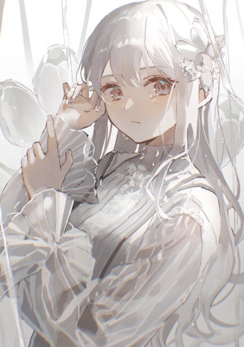Anime Girl With Silver Hair And Gold Eyes