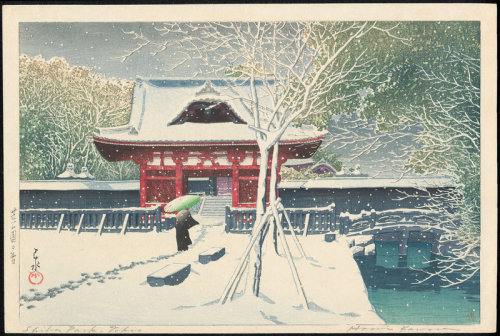 Snow at Shiba Park By: Kawase Hasui 1931 Woodblock Print