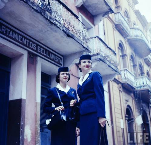 electronicsquid: Eastern Airlines stewardesses in Puerto Rico (Joe Scherschel. 1958)