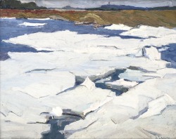 Blastedheath:  Vitali Zolotoukhin (Russian, 1929-1986), Ice Floes. Oil On Board,