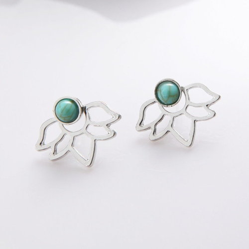 tobious: Turquoise Stone Silver Gold Earrings   ∟  discount code “ Joanna15”