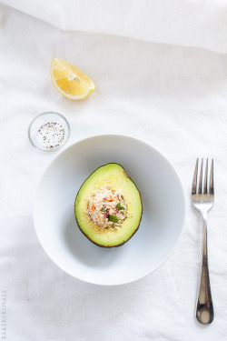 do-not-touch-my-food:  Stuffed Avocado  Omg a different version of eggocado?!