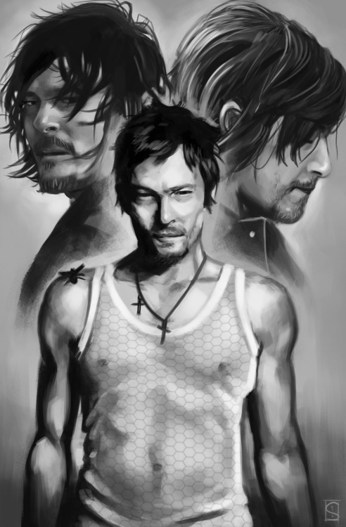 In these days I’m kinda obsessed with The walking dead and their crew.  I’m looking forward to see the next episode <3 #norman reedus#twd #the walking dead #sketch#digital study#daryl dixon#fan art