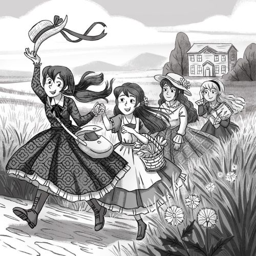 Little Women illustration, can you guess who is who? The book is always better than the movie! #litt