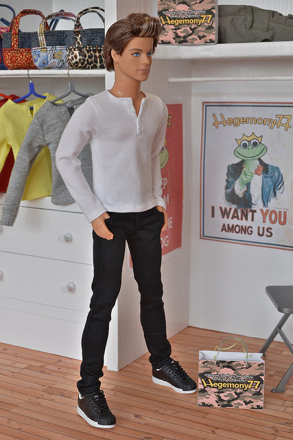 doll in white henley shirt and black jeans... Buy one-sixth scale clothes made by Hegemony77