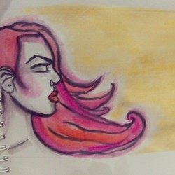 Mindlessly did this earlier tonight   #doodle #paint #art #work #face #hair #colour #lips