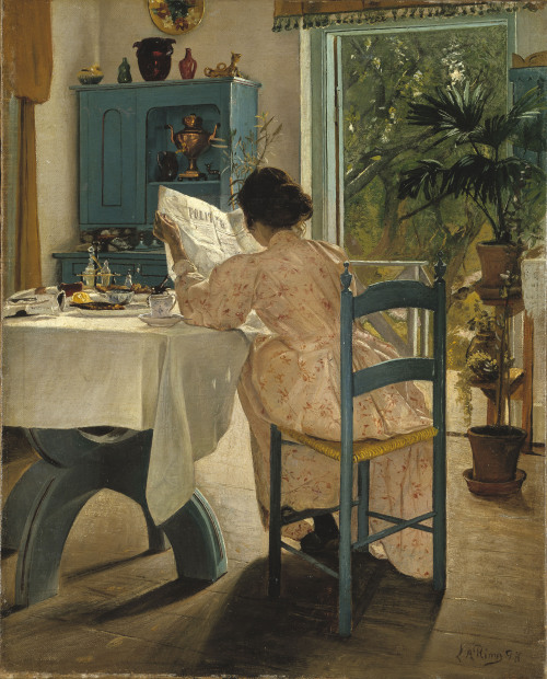 jes68:Laurits Andersen Ring (1854-1933), Ved frokostbordet og morgenaviserne (At Breakfast), 1898.Na