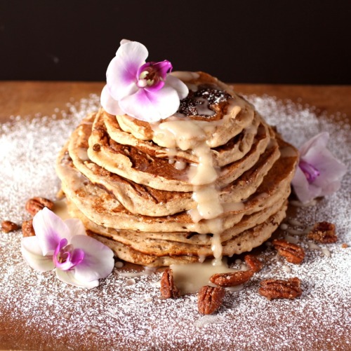 confectionerybliss: Pecan Cinnamon Bun Pancakes with Maple Glaze | Nancy’s Cravings