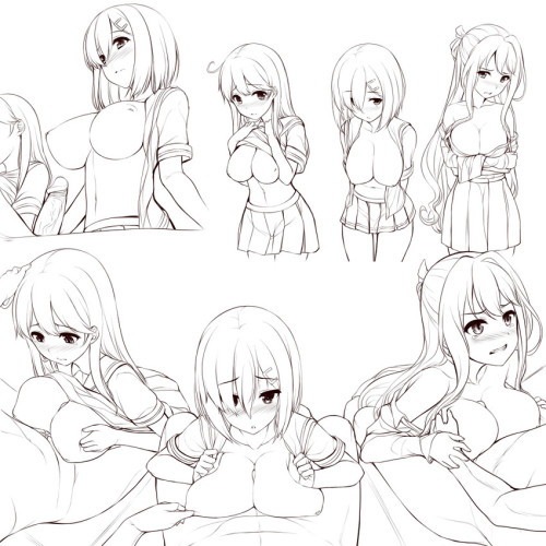 hamakaze, naganami, and ushio (kantai collection) drawn by uni8 - Danbooru
