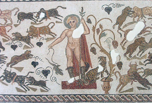 Apollo and animalsRoman floor mosaic, Tunis, 2nd century CE. Bardo Museum.source; Wikimedia, Pascal 