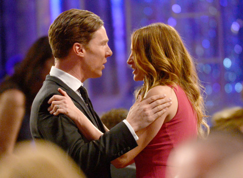 thescienceofjohnlock:  madlori:  lordshezza:  #HQ - Benedict Cumberbatch (L) and Julia Roberts in the audience during the 20th Annual Screen Actors Guild Awards at The Shrine Auditorium on January 18, 2014 in Los Angeles  Julia has been Cumberbatches.