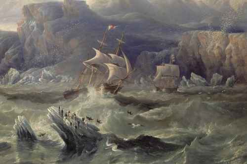 fleurdulys:Erebus and Terror in the Antarctic - John Wilson Carmichael  19th century